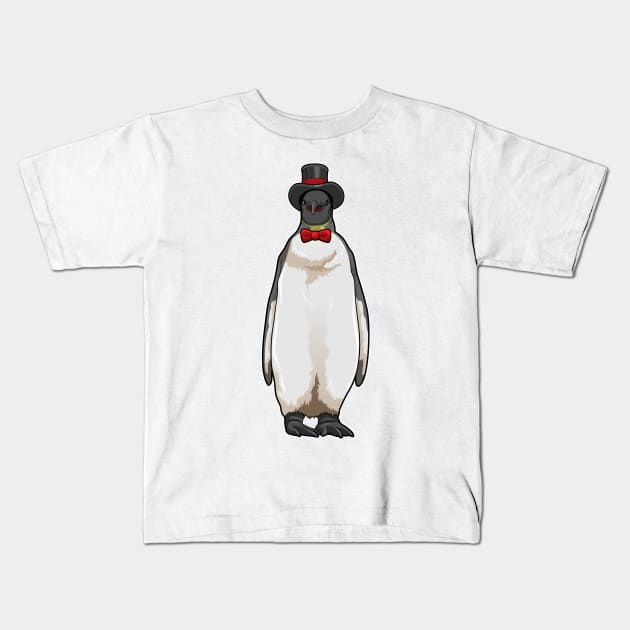 Penguin as Gentleman with Hat Kids T-Shirt by Markus Schnabel